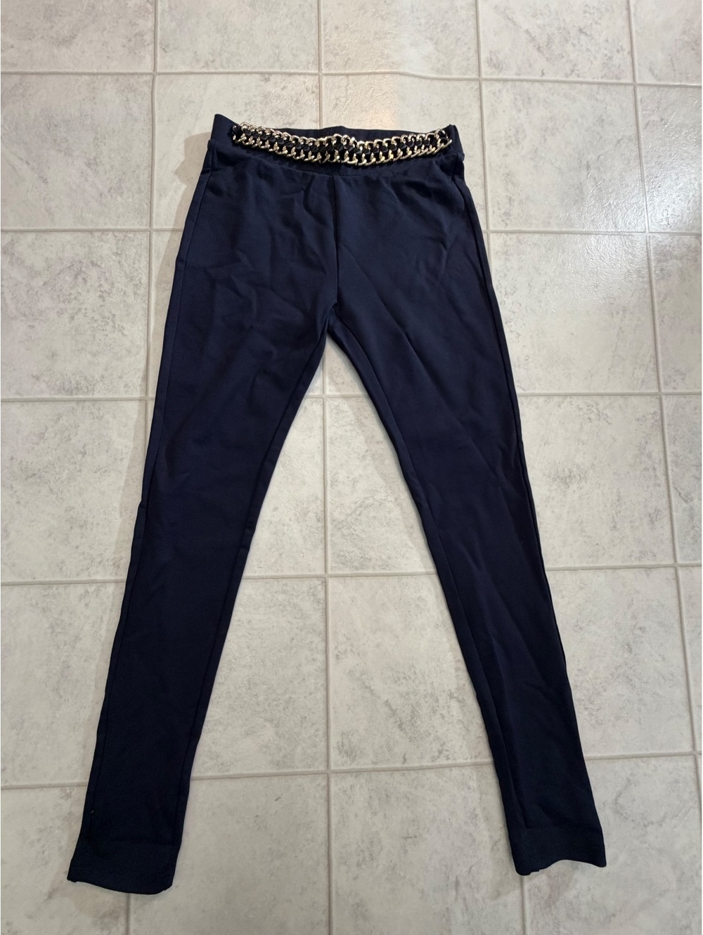 Kessley navy leggings with chain waist